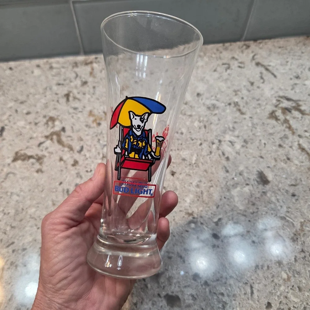 Vintage Bud Light Spuds MacKenzie Pilsner Glass Original Party Animal 7.5 Inch